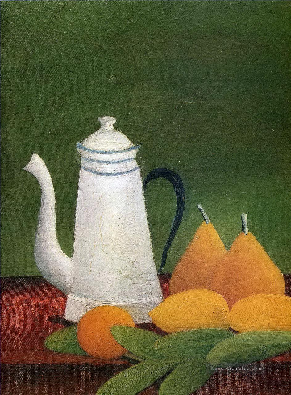 Stillleben mit Teekanne und Frucht Henri Rousseau Post Impressionismus Naive Primitivismus Ölgemälde